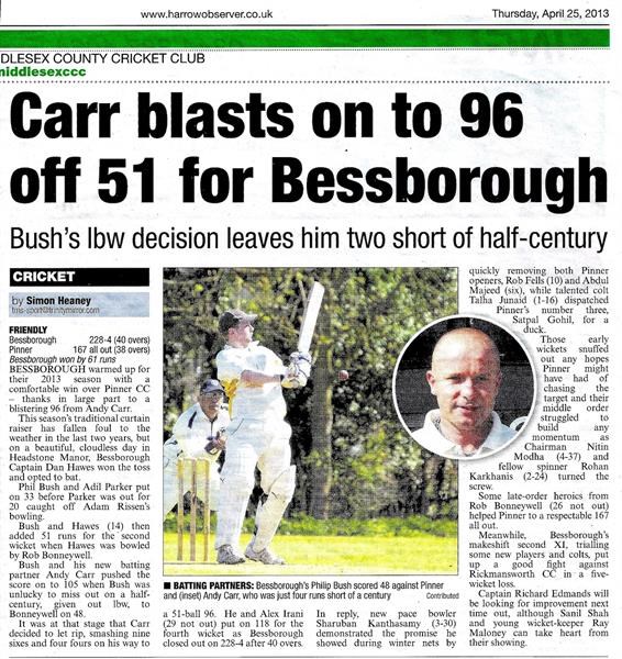 Carr blasts on to 96 off 51 for Bessborough 